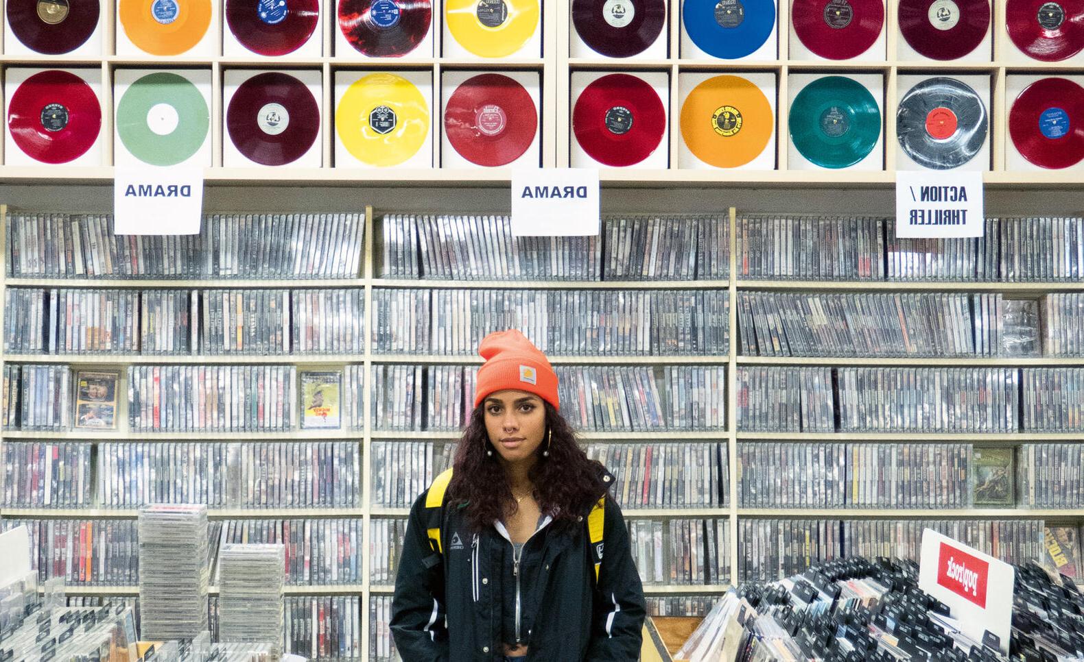 Person standing in a Whittier record store