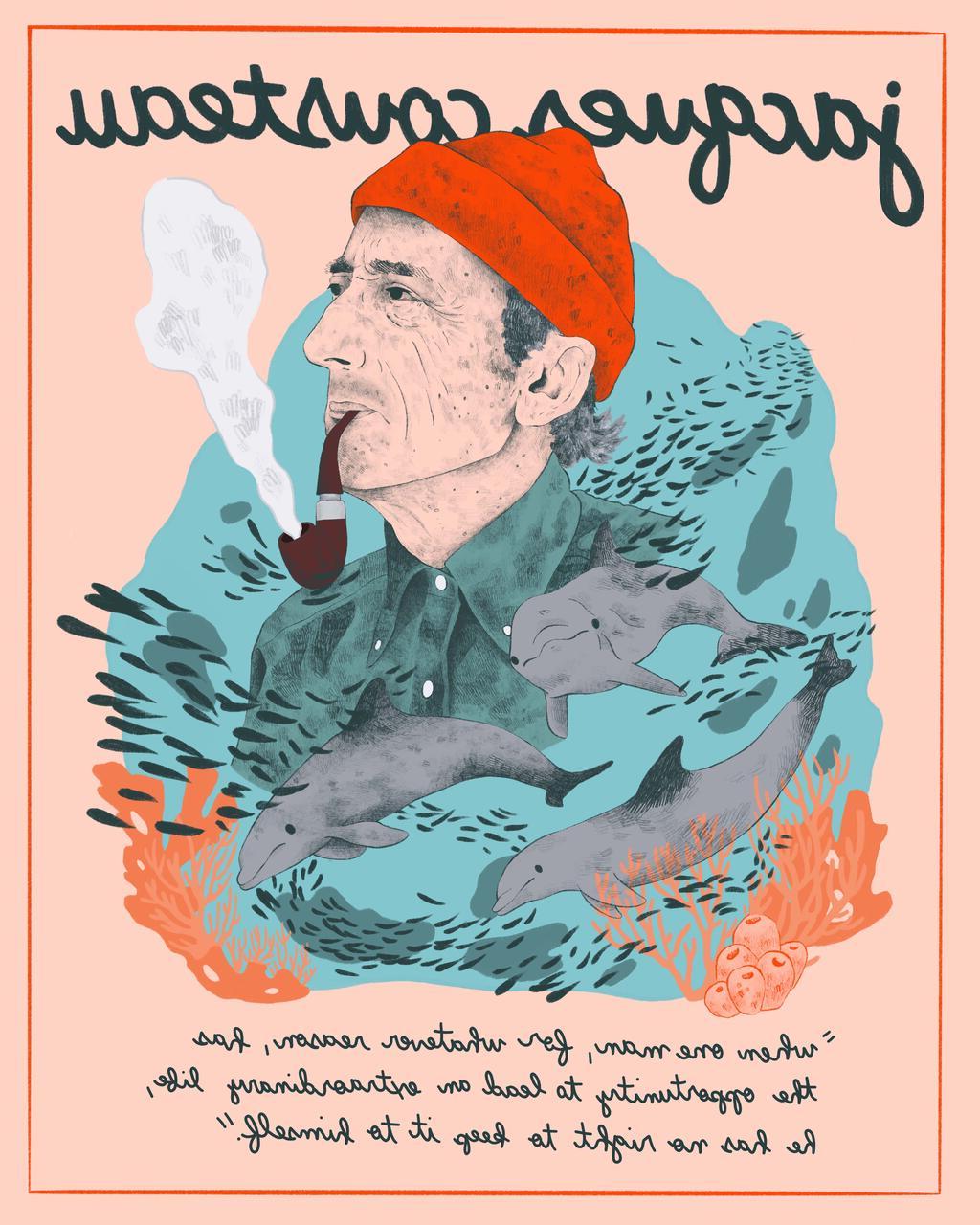 Jacques Cousteau illustrated poster by 锦凯伦
